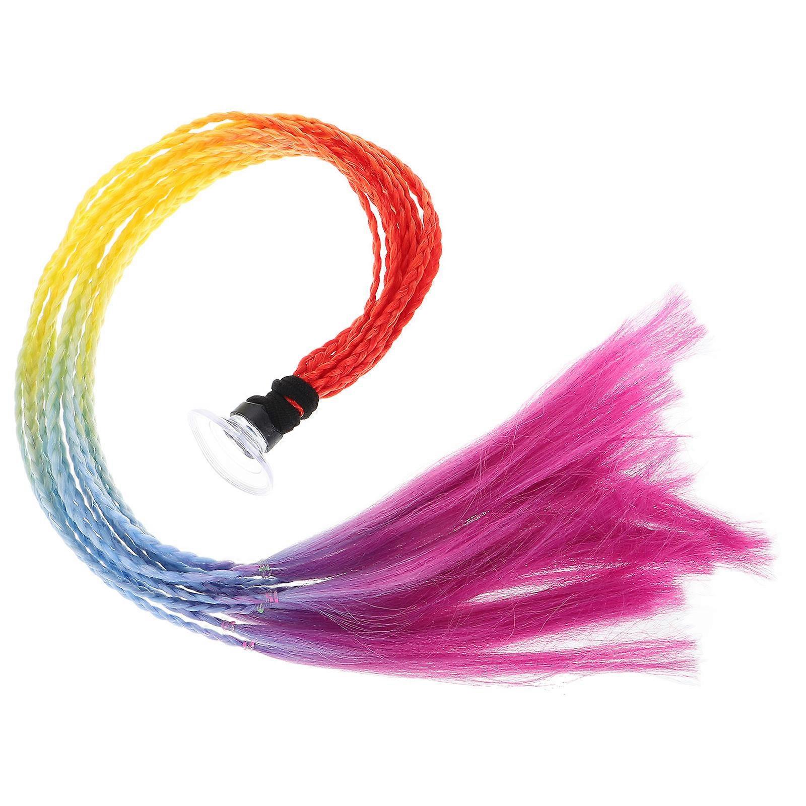 3Pcs Colorful Hair Strings Motorcycle Braid Ponytail with Suction Cup