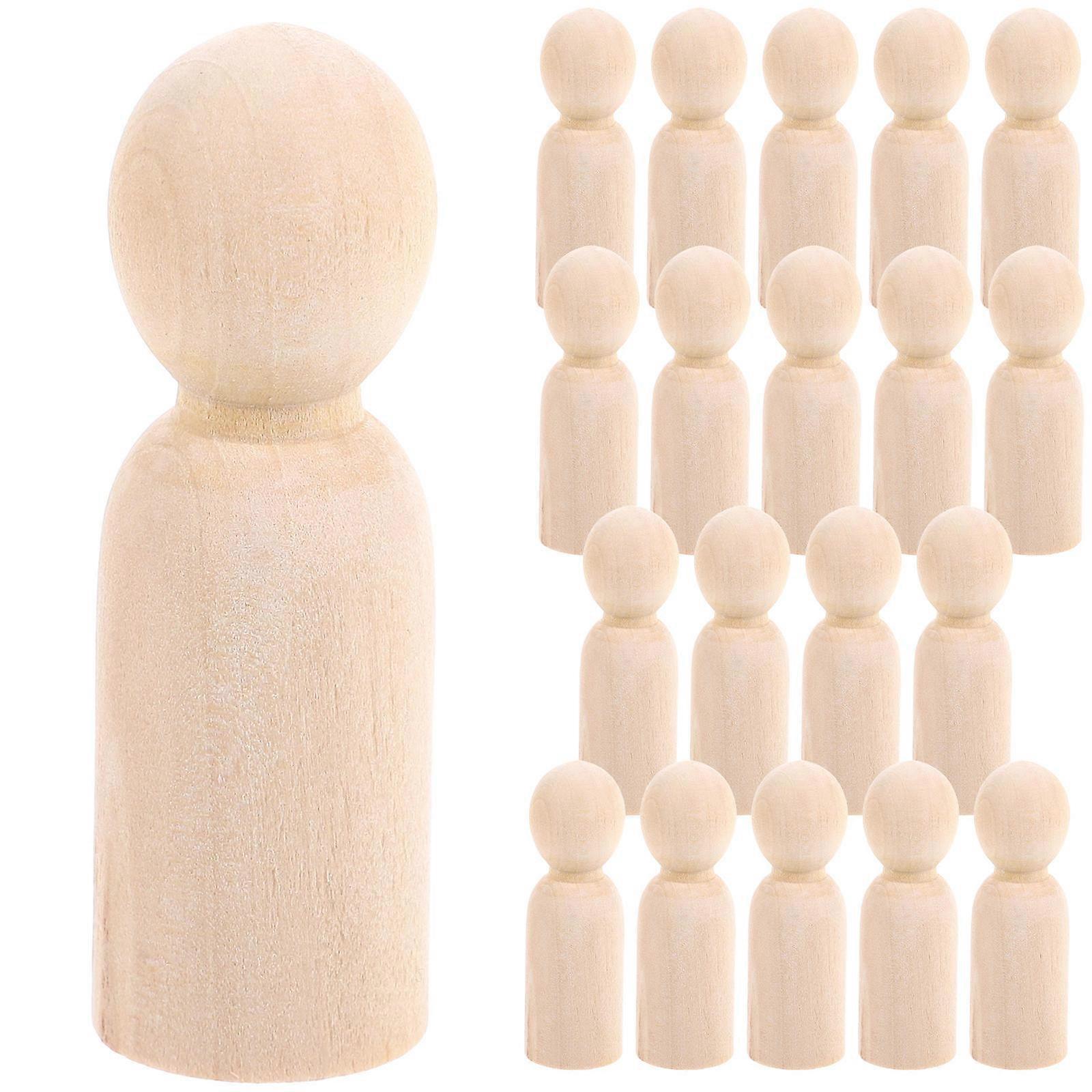 Children's Crafting Peg Dolls Unfinished Wooden Figures 80 Pcs Suitable For Home Decoration 6X2cm