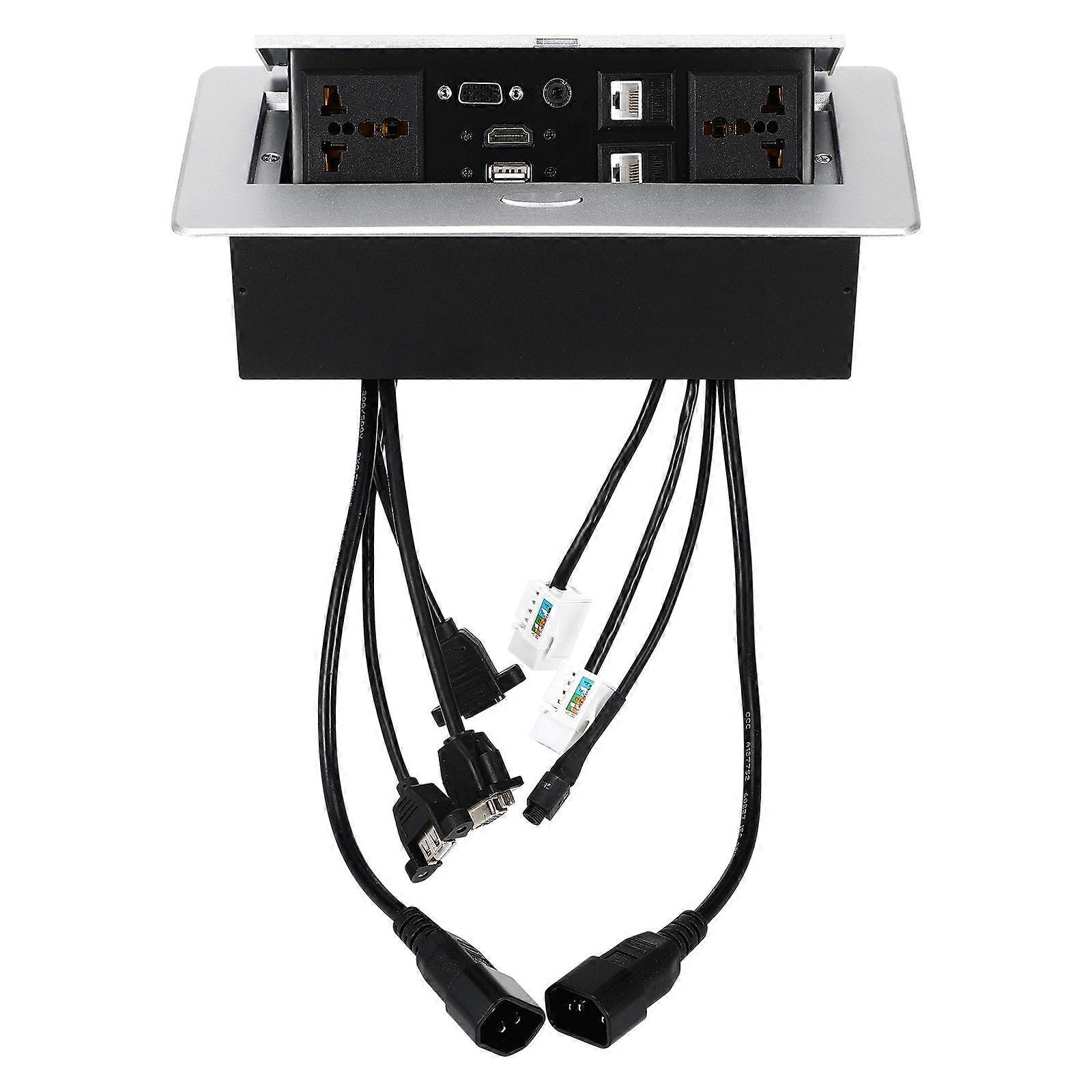 Multimedia Outlet Socket Connection Box for Conference Room Use 3Pcs Silver