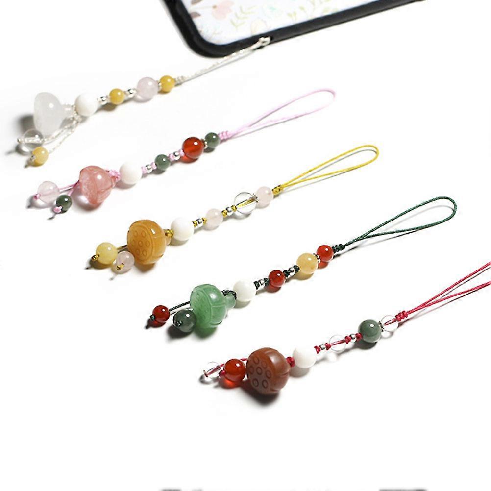 Cellphone Strap Jade Agate Pendant for Phone Decor 1Pcs Pink Hanging Chain
