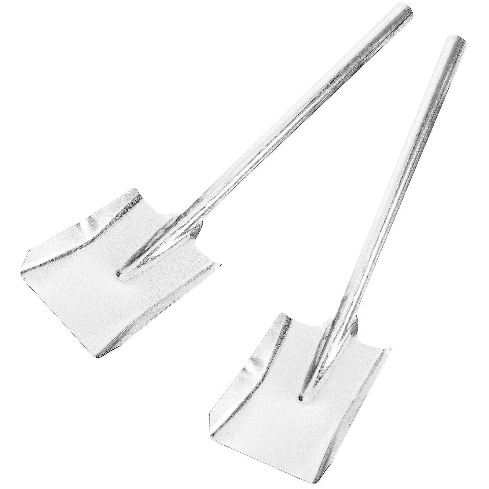 Landscaping Tools 2Pcs Soil Ergonomic Handle Silver Square Head Ideal For Gardening And General Yard Cleanup Tasks