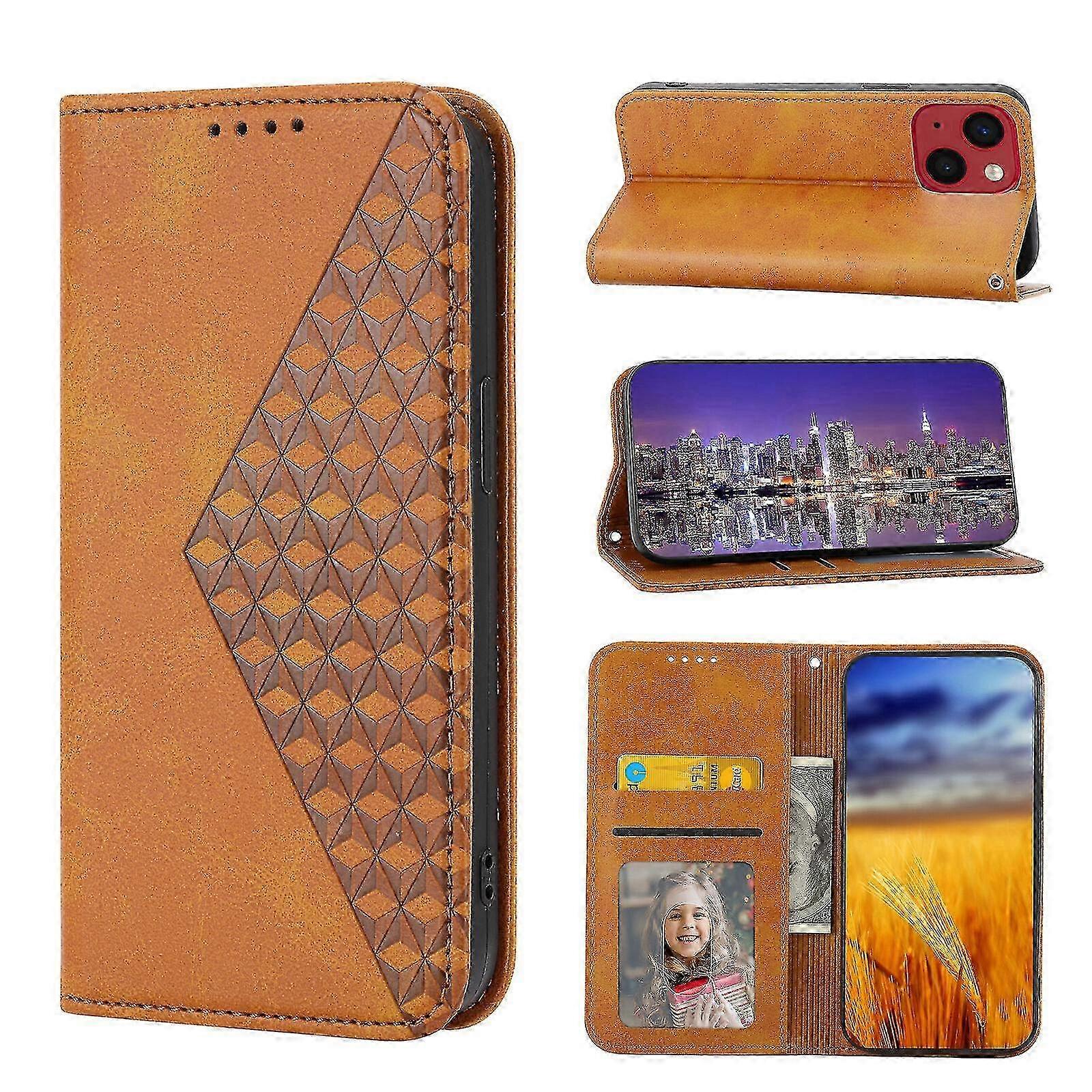 For iPhone 13 Case, Leather Wallet Flip Case With Strap