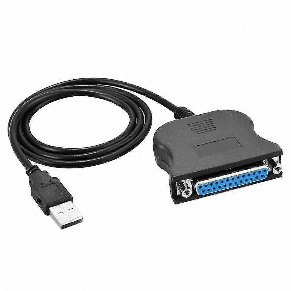 Black USB 2.0 to DB25 Female Printer Adapter Cable