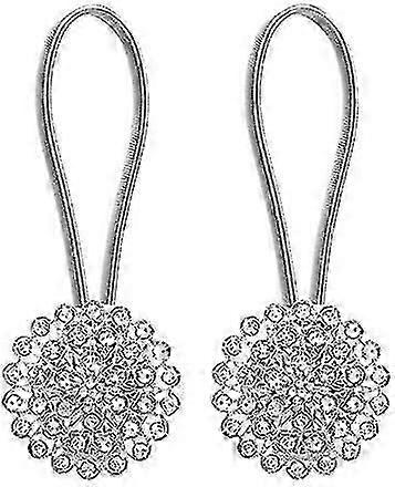 For 2024 1 Pair Sparkling Crystal Flower Curtain Tieback Stretchy Curtain Buckle Clips Curtain Bind Stainless for Elegant Curtain Styling