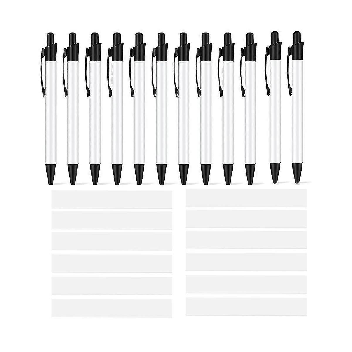 12Sets Sublimation Pens Blank Sublimation Ballpoint Pen with Shrink Wrap for Office School Statione