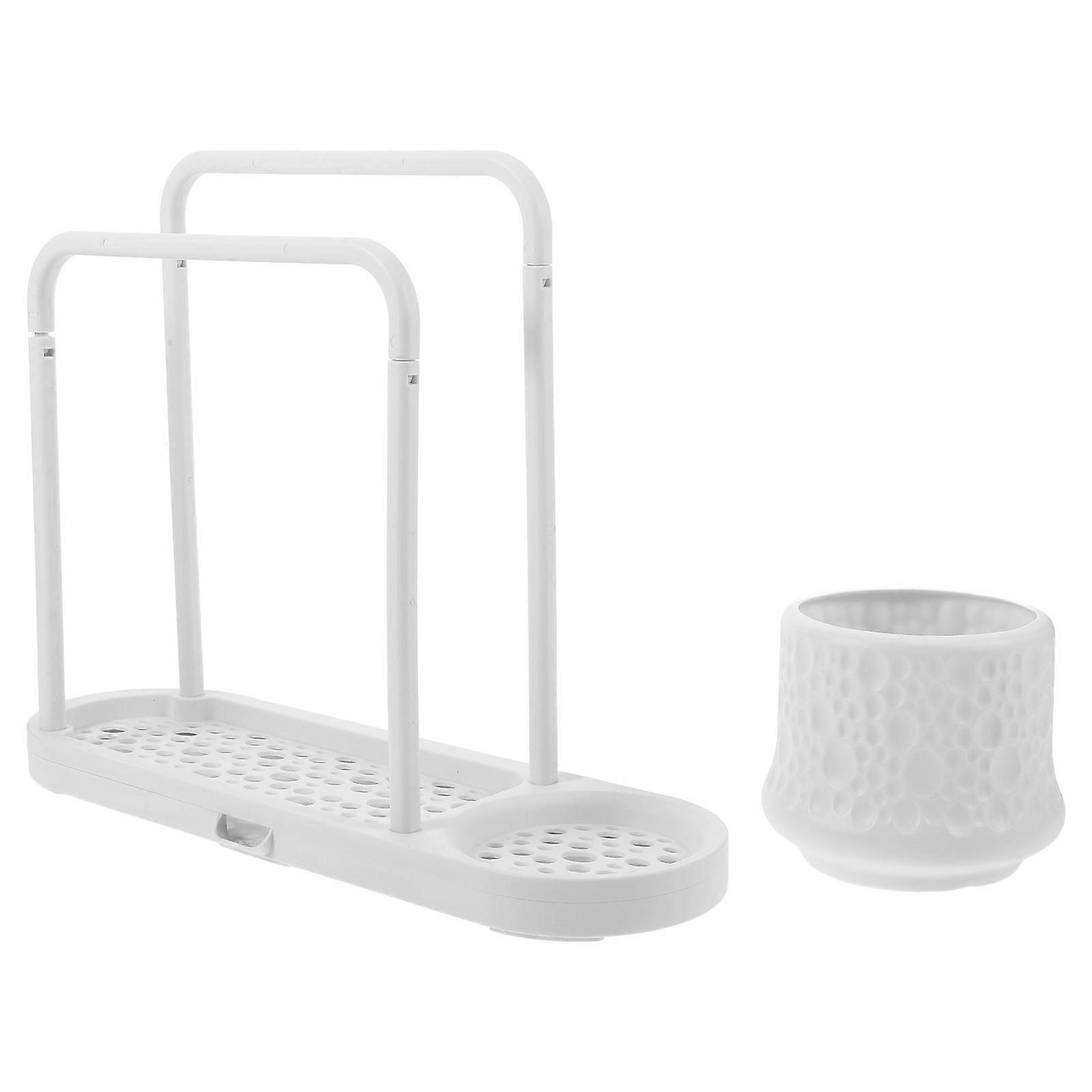 Sponge Holder 2Pcs Rectangular Kitchen Sink Organizer For Bathroom Use Made Of Durable Plastic Featuring Rust Resistant Design