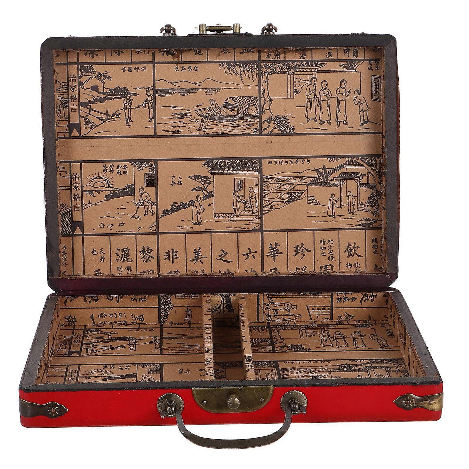 Dark Brown Mahjong Set Container for Storage Use 2Pcs Portable Holder