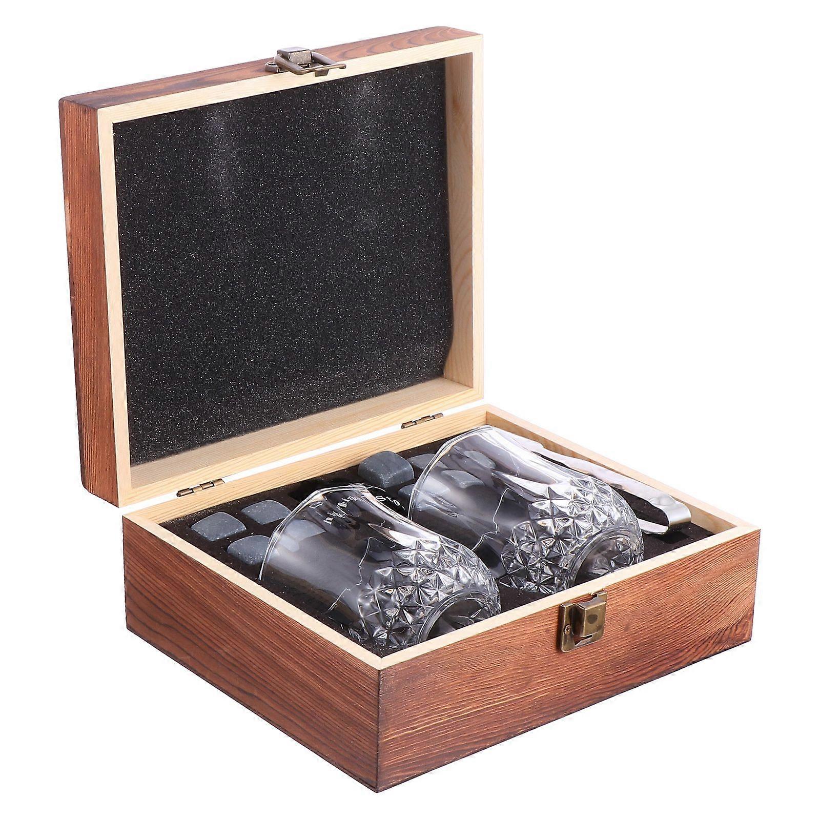 Marble Whiskey Stones for Whisky Use with Wood Box and Tong Accessories