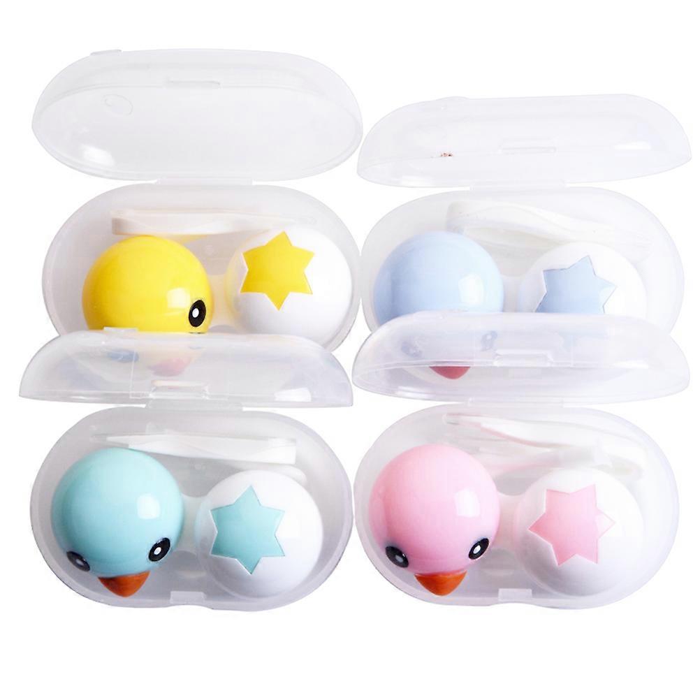 Lens Container for Storage 8Pcs Cartoon Lens Case Holder with Clamshell
