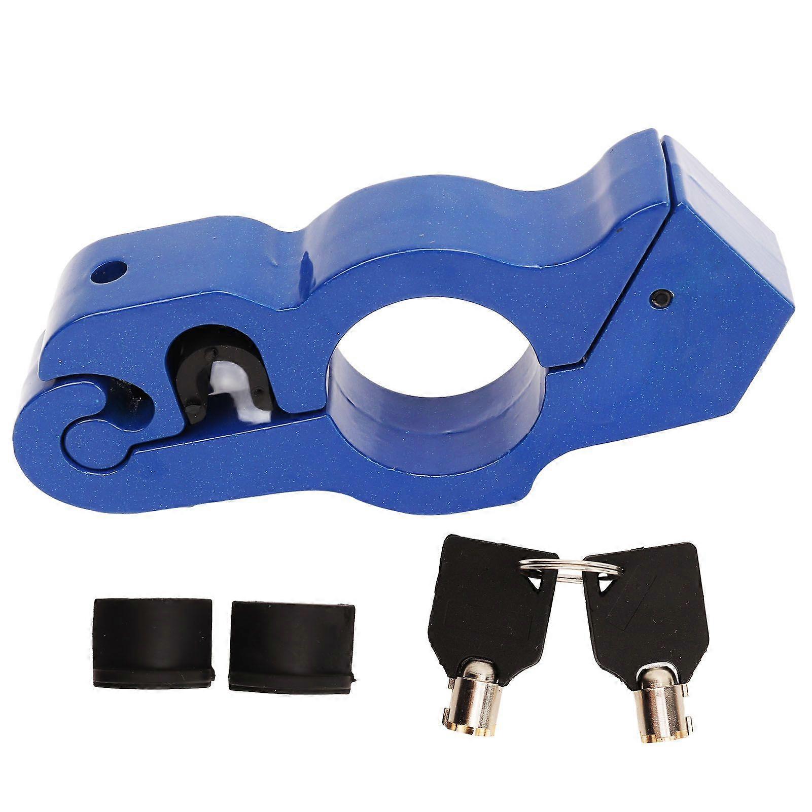Throttle Handle Lock Aluminium Alloy Motorcycle Handlebar Grips Brake Throttle Security Lock with 2 Keys Blue