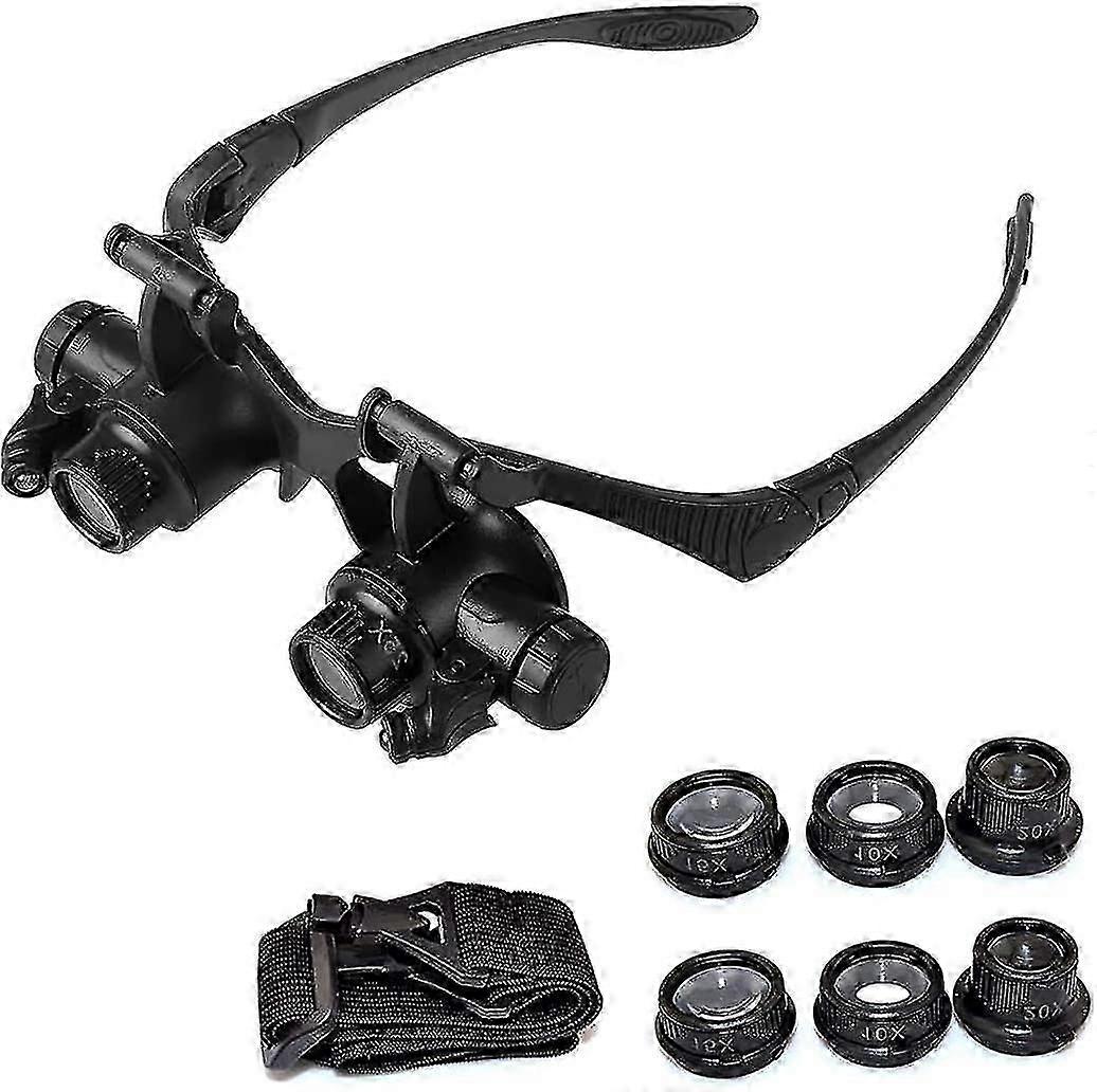 Magnifier, 10x 15x 20x 25x Magnifying Glass With Led Light, Illuminated Head Mounted Magnifier, Hand