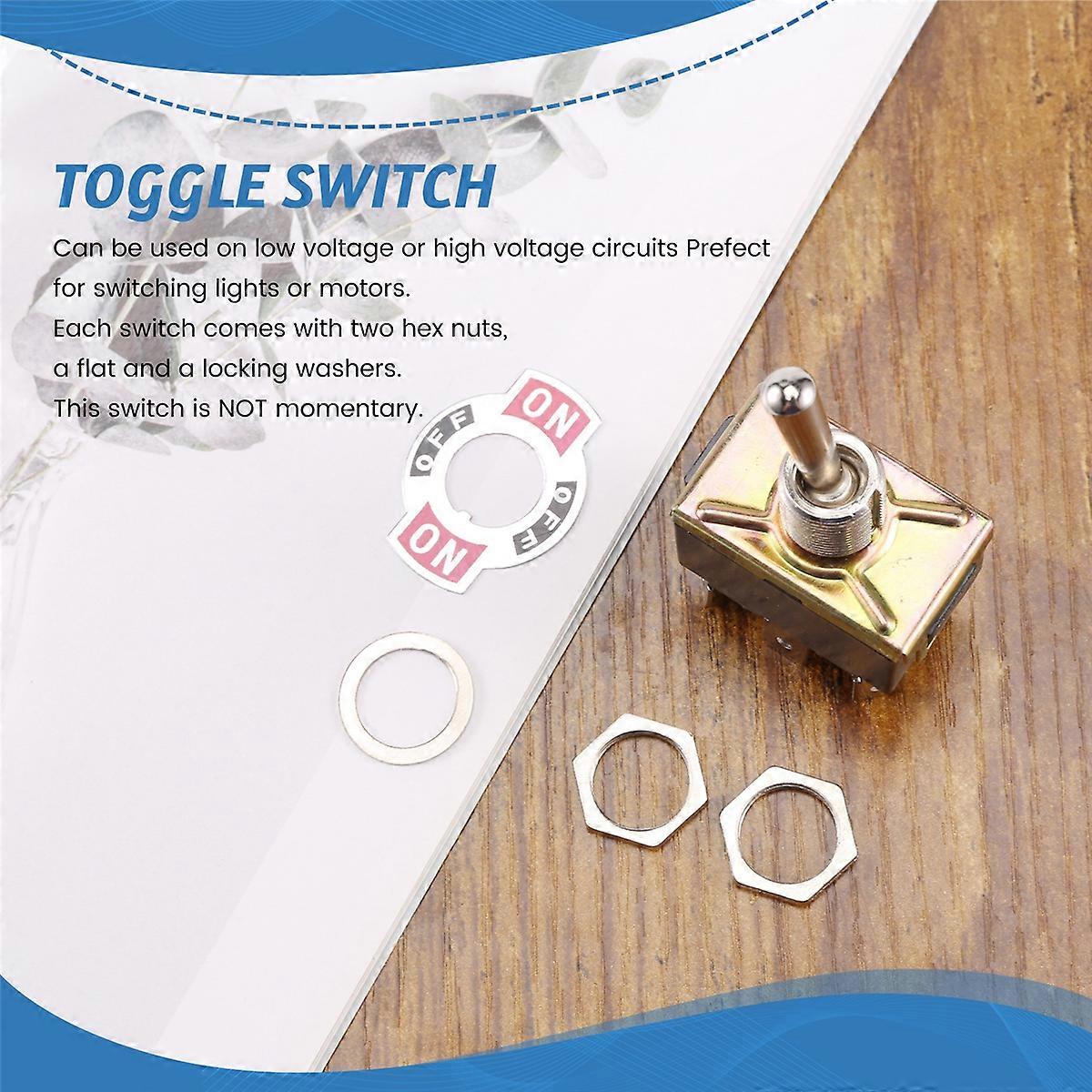 AC 250V/10A 125V/15A DPDT 6 Pins Toggle Switch Black+Silver