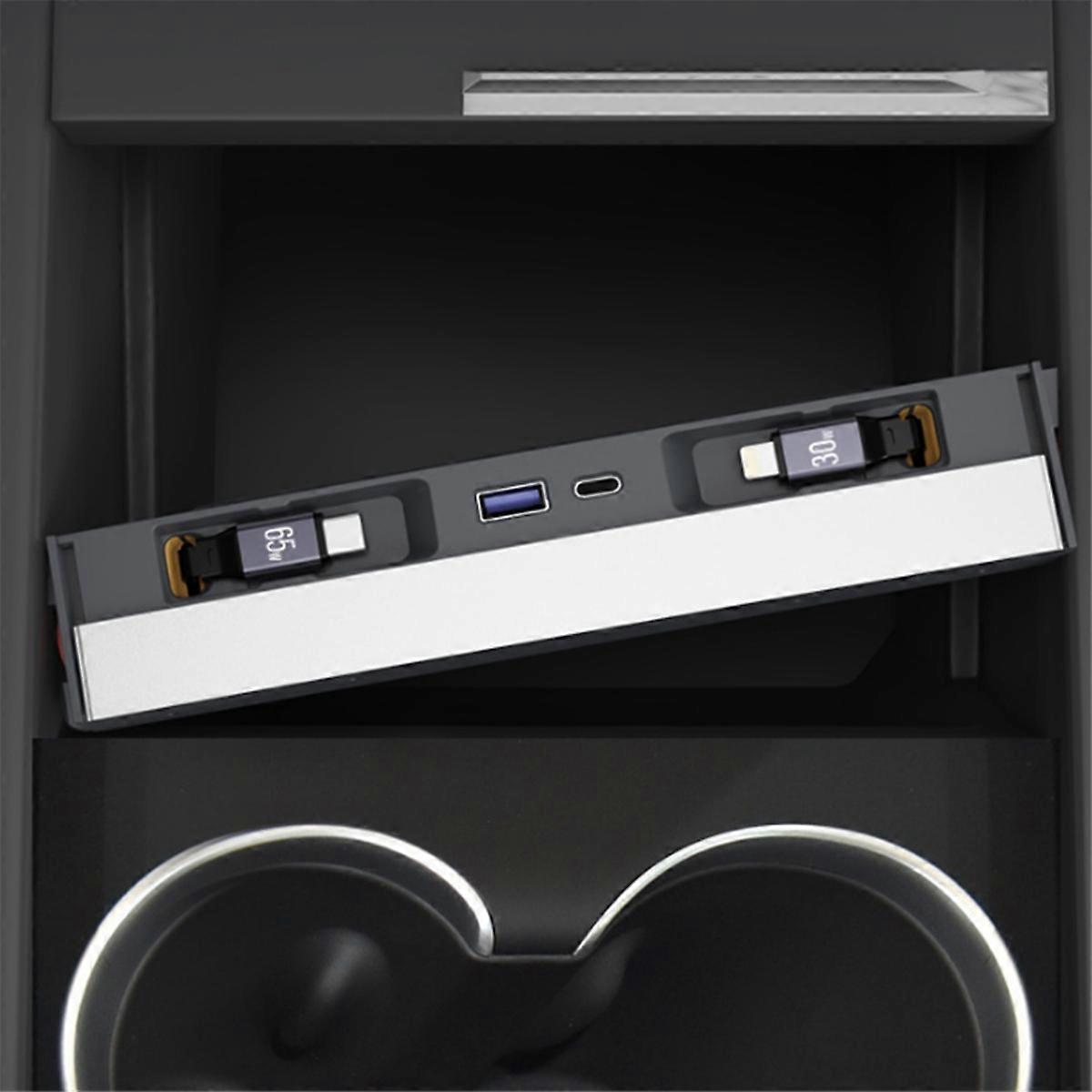 Bil Smart Dockingstation Dobbelt TYPE-C Interface Dockingstation Teleskopisk Reb til Model Y 2025