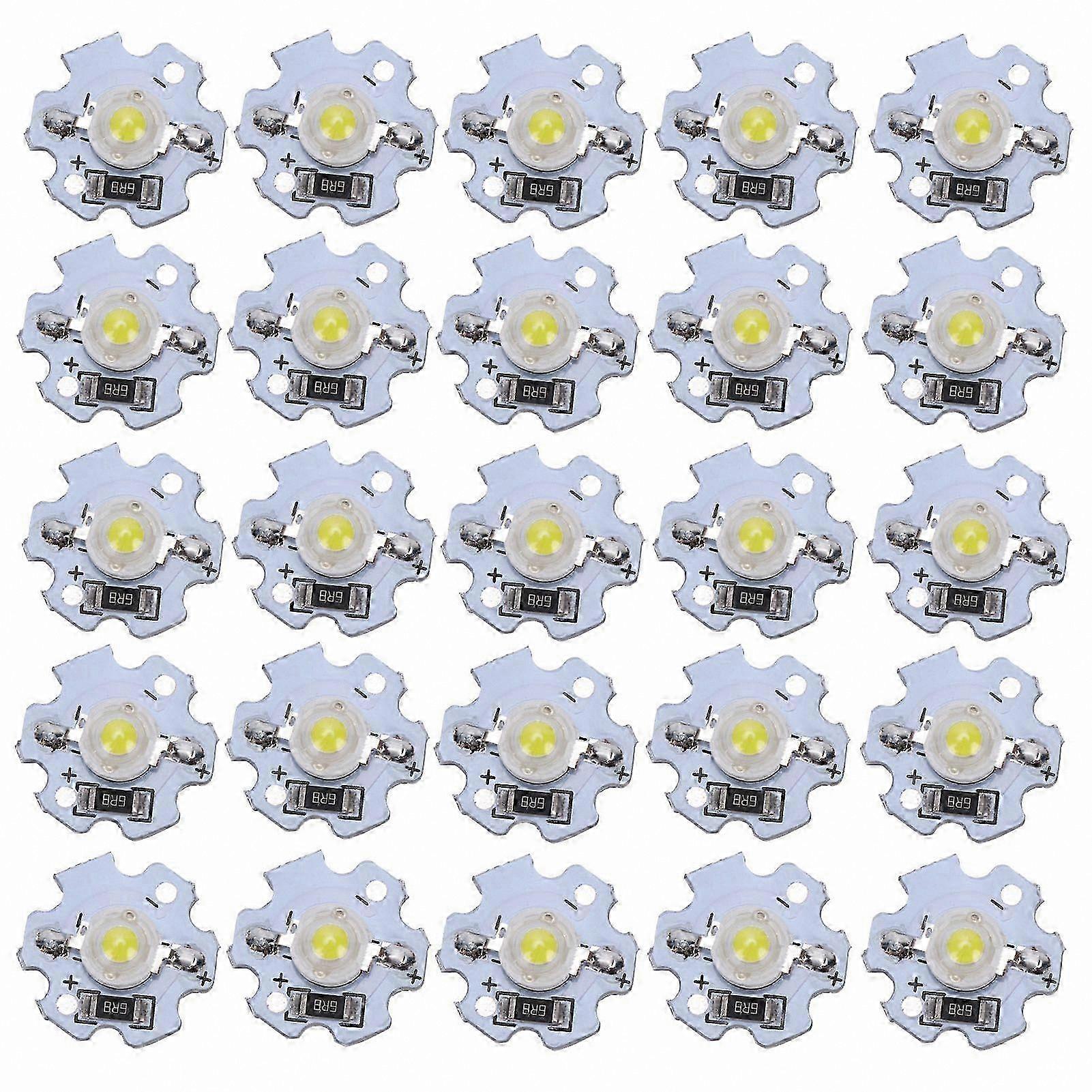 25pcs 1W LED Chips 6000-6500K Pure White High Power Lamp Beads for DIY Lighting Projects