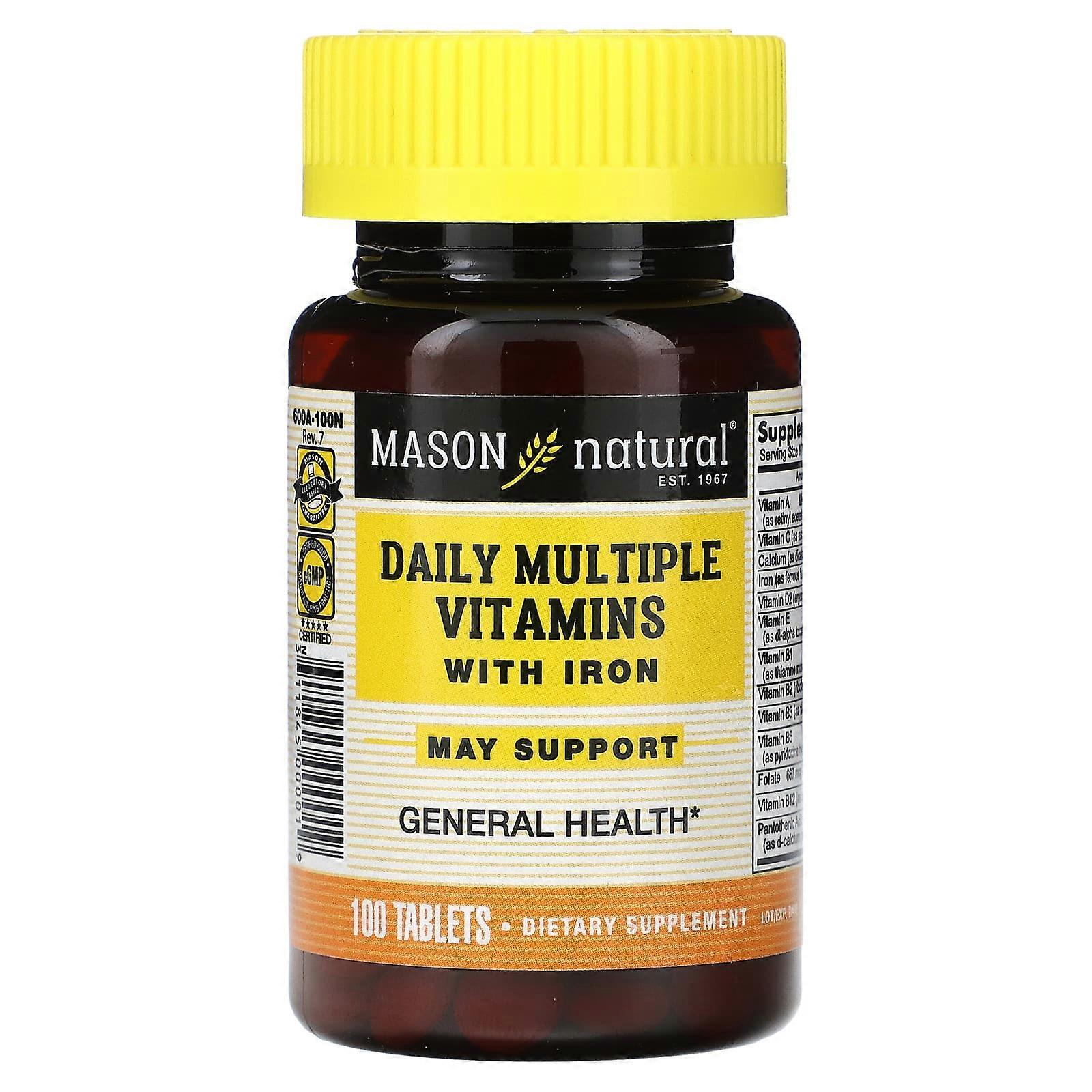 Daily Multiple Vitamins With Iron, 100 Tablets