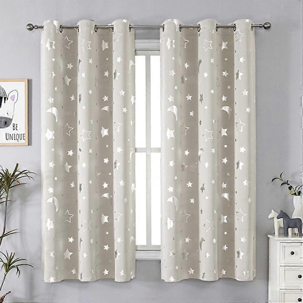 Window Curtains For Bedroom Two Panel Thermal Polyester Beige 100x200 Cm