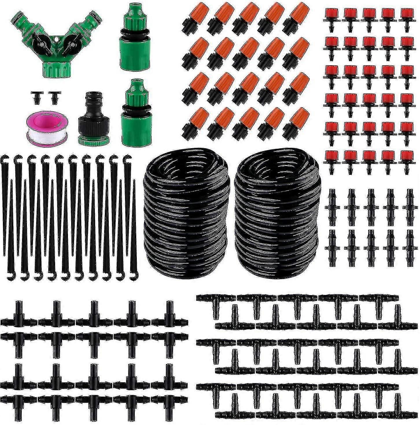 Irrigation Drip Kit, 100ft/30m Adjustable Automatic Micro Garden Irrigation System