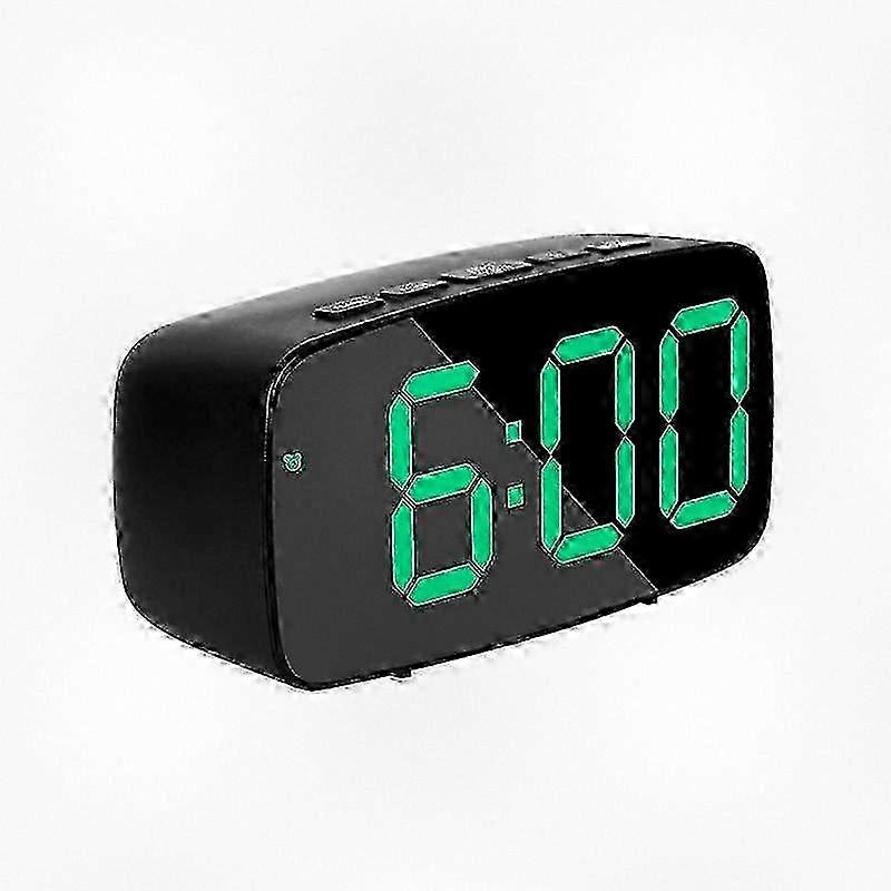 Dual-Purpose LED Clock with Arc-shaped Black Shell and Green Light - Suitable for Various Alarm Clock Needs, Battery and Plug-In Options Ava