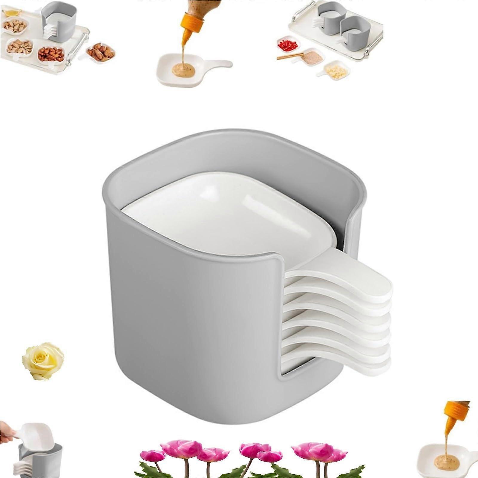 Plastic Dipping Tray With Storage Container, Mini Dipping Bowl With Handle For Ketchup Soya BBQ At Parties And Picnics