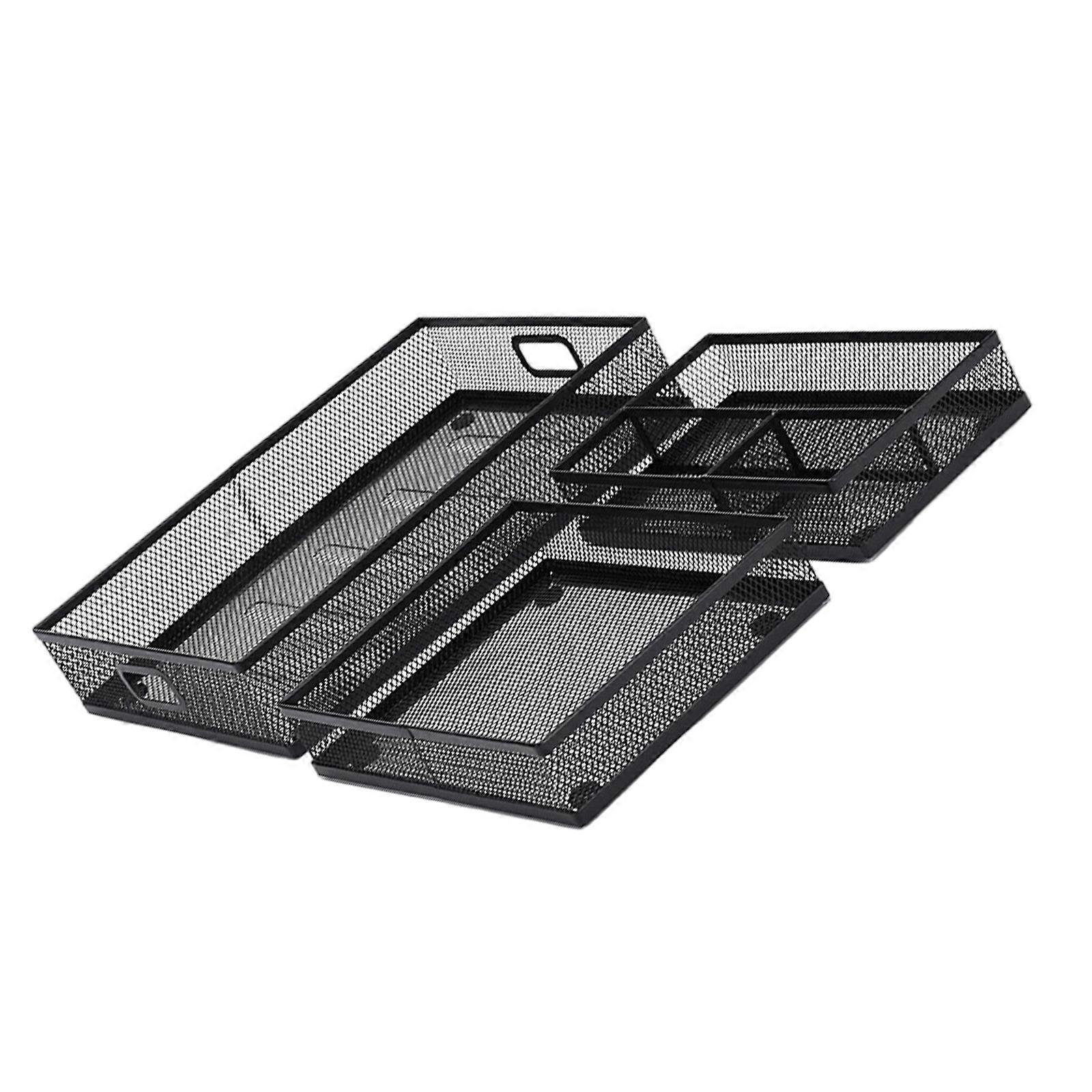 Space Optimizing Metal Drawer Tray Organizers With Adjustable Compartments Office Desktop Storage Solution Multicolor