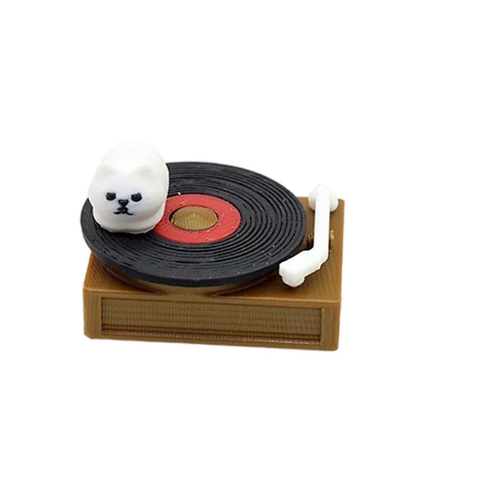 Record Player Miniature Gramophone Dollhouses Accessory Perfect for Retro Enthusiasts and Unique Home Decors Multicolor