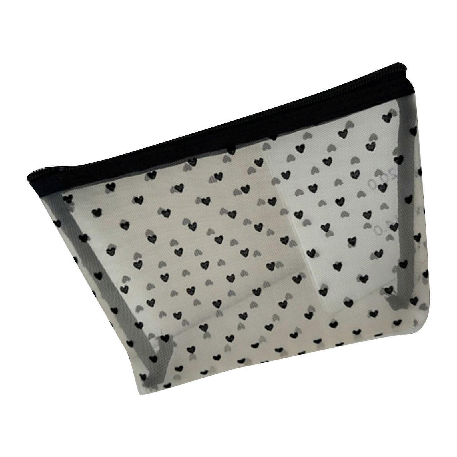 Clear Flocking Net Storage Bag Multipurpose Cosmetic Pouches For Travel Office Home Organization  White