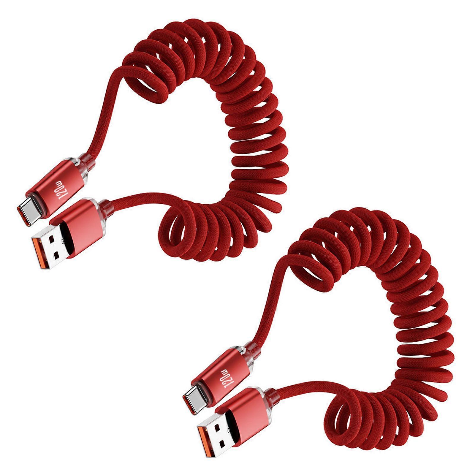 Fast Power Cable 120W USB A to USB C Spring Reinforced Body Anti Break Design Suitable for Mobile Devices Charging  red