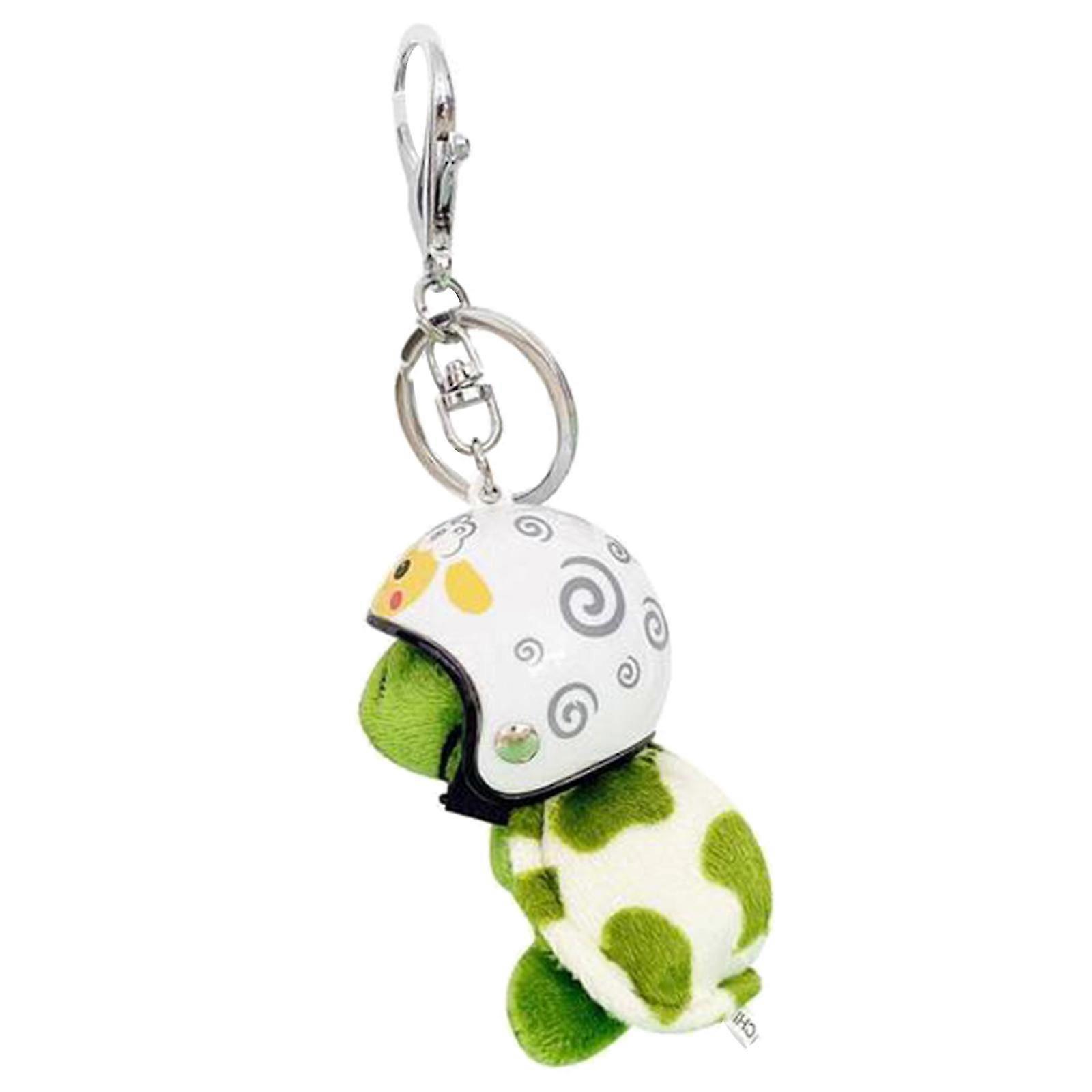 Plush turtle keychain for gift, wearing helmet ornament for bag