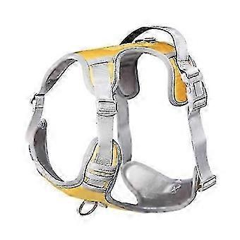 No Pull Pet Harness Chest Strap Vest for Cats and Dogs with Reflective Strip - Yellow