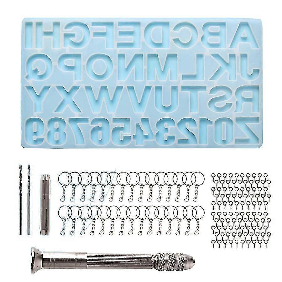 Epoxy Casting Mold Set Include 1x Hand Drill 2x Drill Bits 30x Keyrings 100x Screw Pins For Making