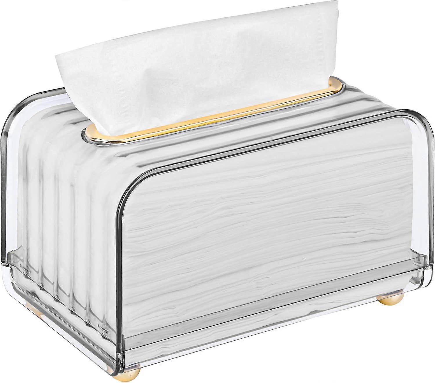 Transparent Plastic Tissue Box - Paper Tissue Holder for Home - Rectangular Dispenser for Tissues and Paper Towels