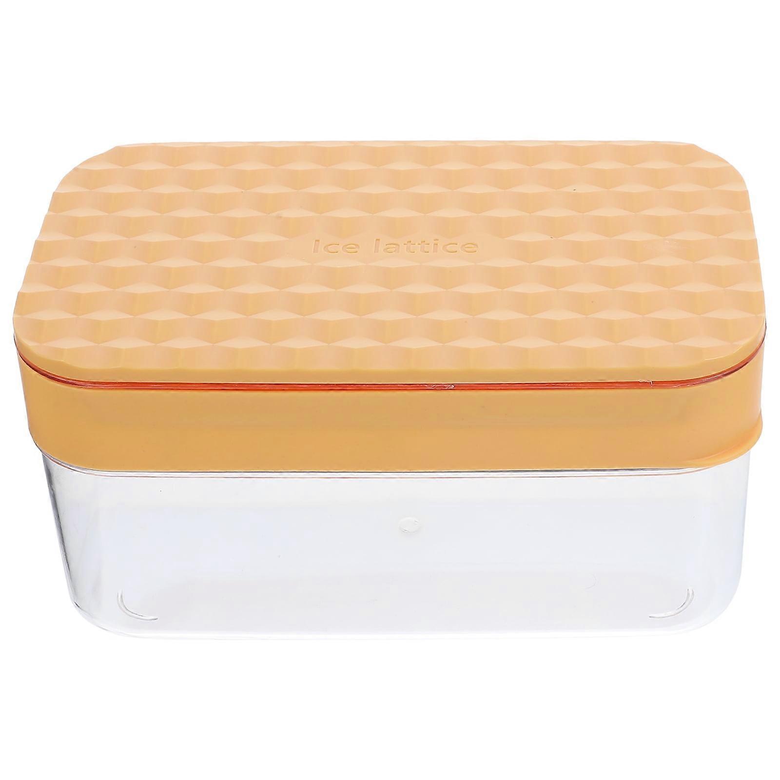 Guangmc Household Ice Mold Tray with Lid and Container - 22-cave Yellow Ice Cube Maker