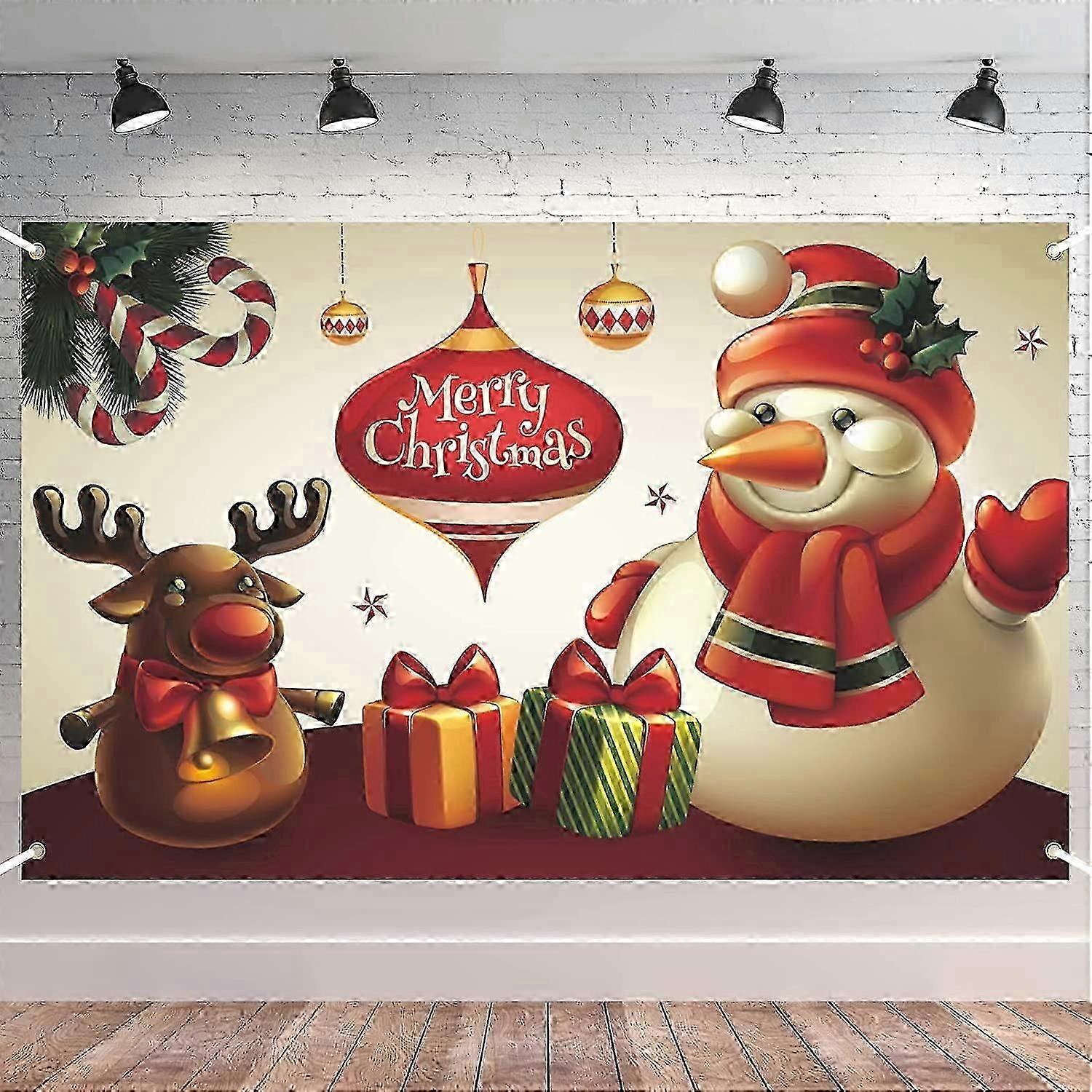 Christmas Banner Large Christmas Banner Decoration, Merry Christmas BannerSnowmen
