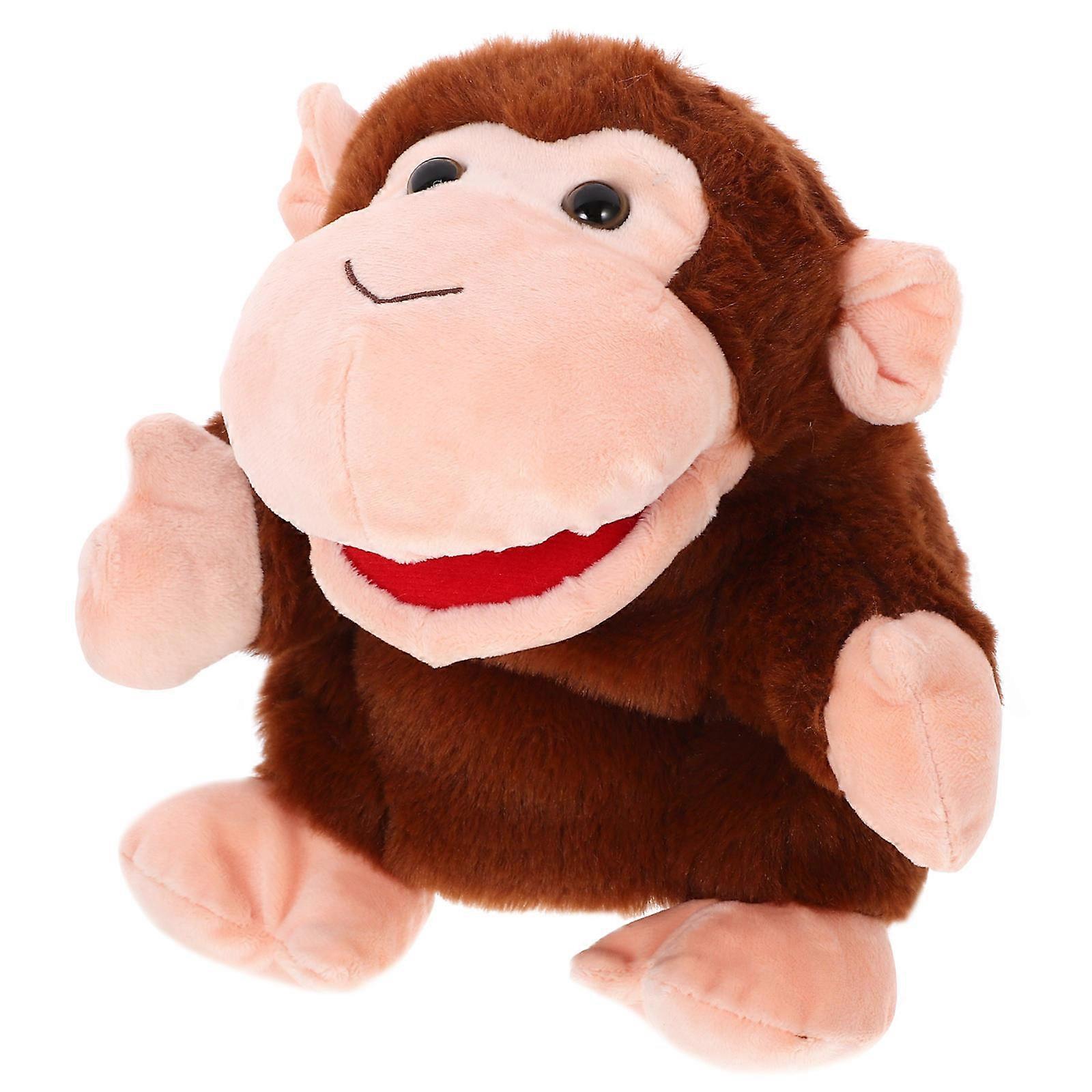 Monkey Hand Puppet Plush Animal Hand Puppet for Storytelling Brown Cartoon Toy