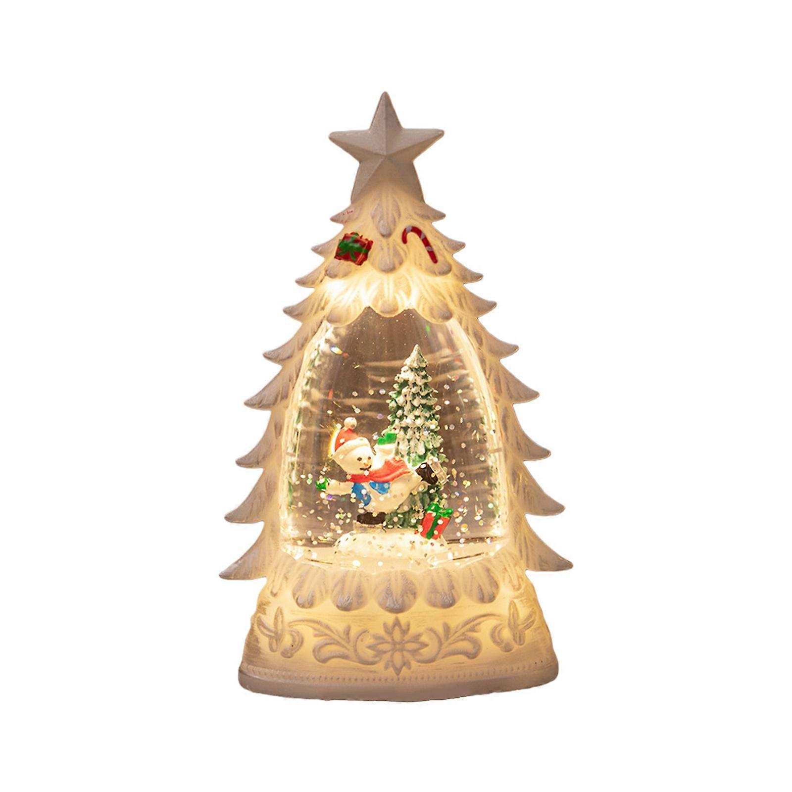 LED Illuminated Snow Globe Lamp Christmas Tree Decoration With Sparkling Lamp Design For Festival Home Party Multicolor