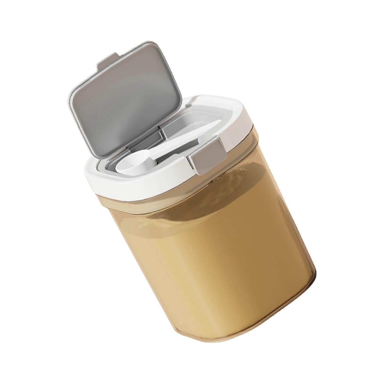 Large 1300ML Airtight Container For Coffee Dry Food Sugar Container with Spoon Stackable Kitchen Storage Jar  Tea color