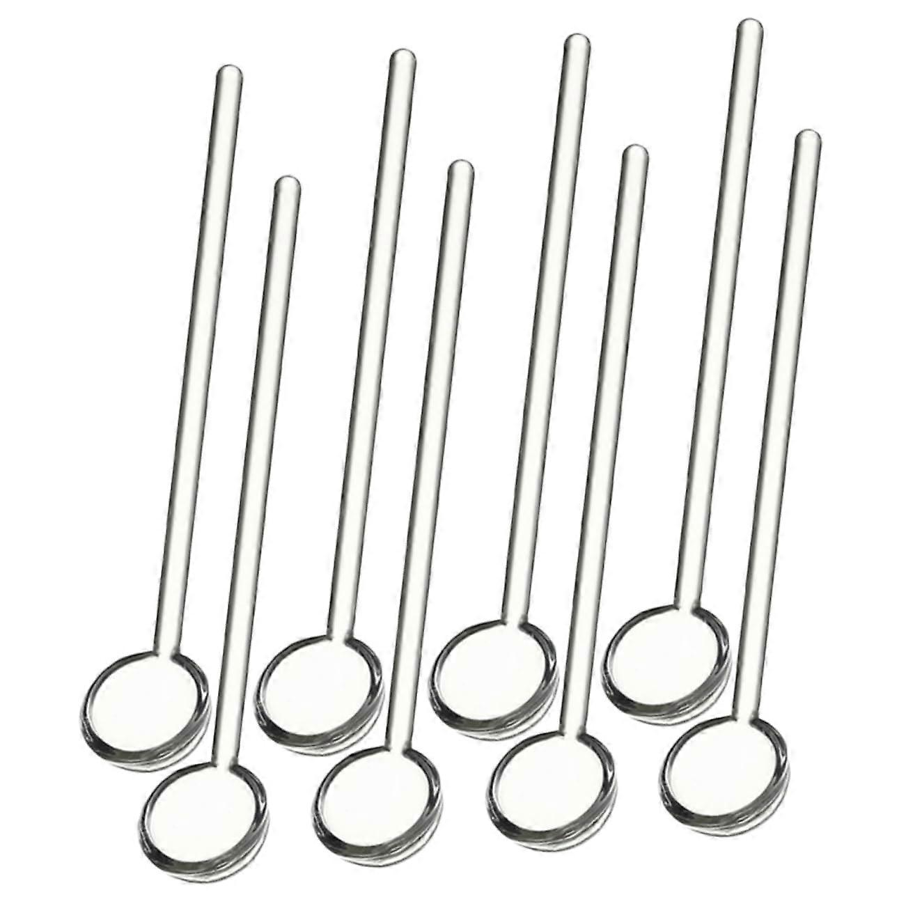 Glass Coffee and Tea Spoons Set of 8, 12cm Reusable Stirring Utensils for Home and Café