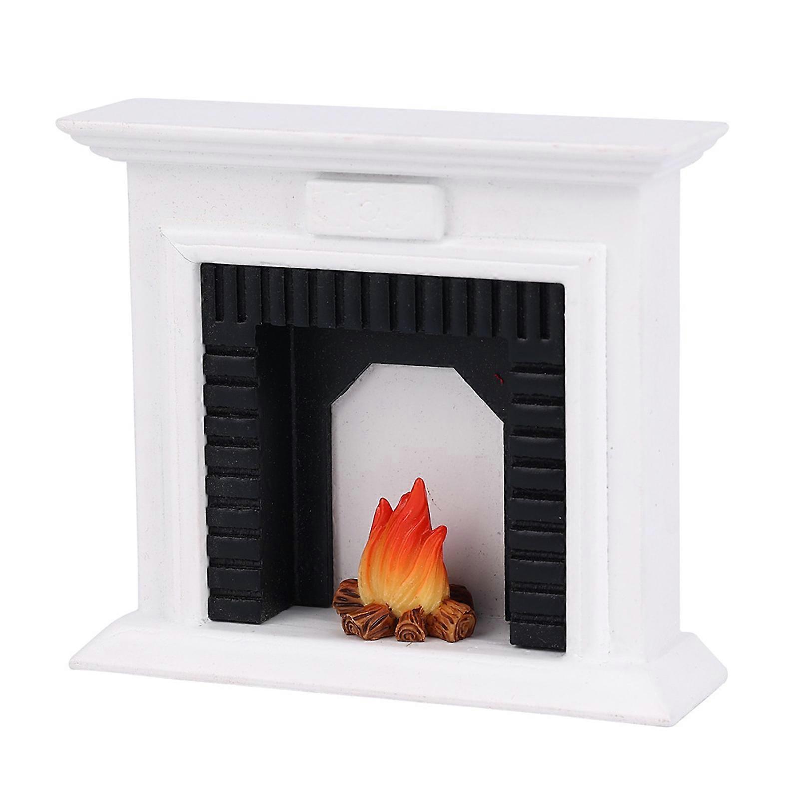 Realistic Fireplaces Miniature Display Zakka Role Play and Display for Dollhouses Enthusiasts, 1/12 Scale Home Scene  White