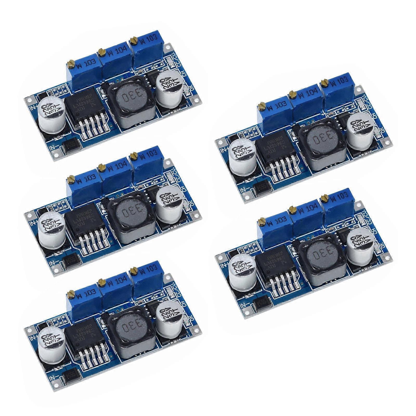 Set of 5Pcs High Efficiency LM2596 Converter Module With Overcurrent Protections For Constant Voltages LED Systems Multicolor