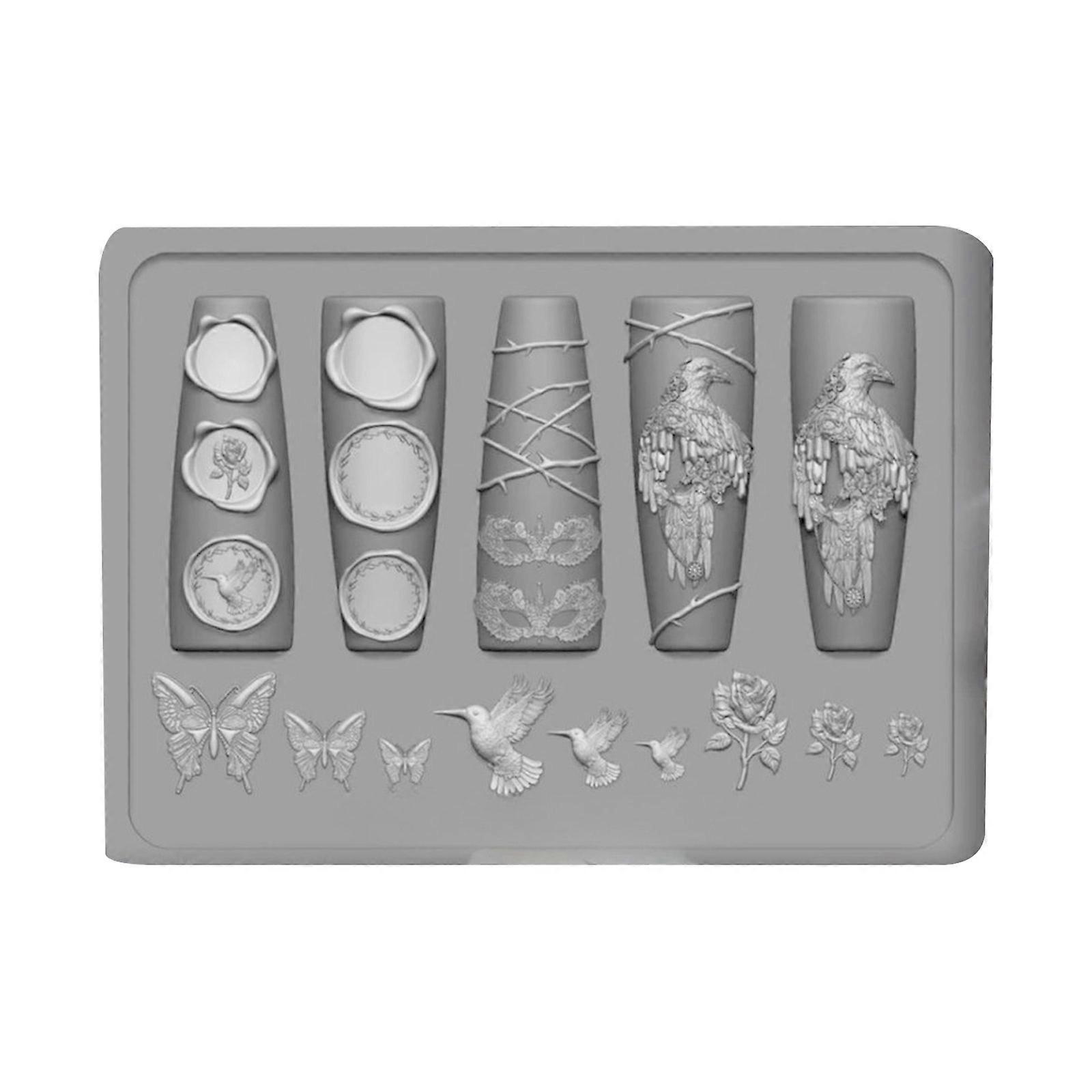 Innovative Hawks Nail Flexible Silicone Mould for Crafting Unique Patterns Soft and Sturdy for Different Nail Sizes Multicolor