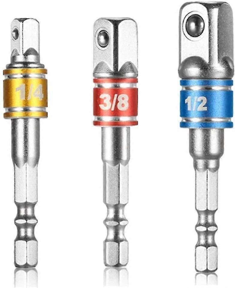 一套 3 个 1/4 “3/8” 1/2 “六角套筒适配器套筒适配器套筒扳手头延长连接套件