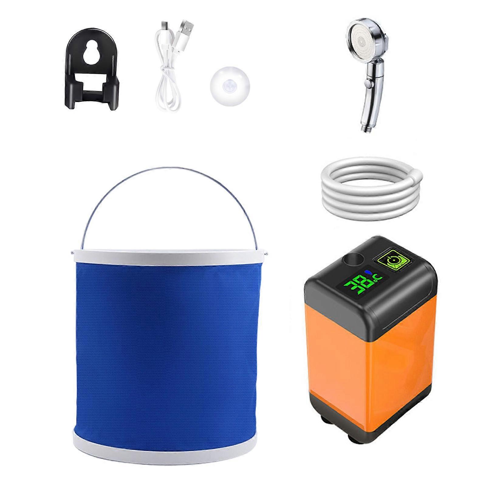 Multifunctional Outdoor Shower Set with Powerful Battery Operated Pump Quick Setups for Bathing During Extended Trip Multicolor