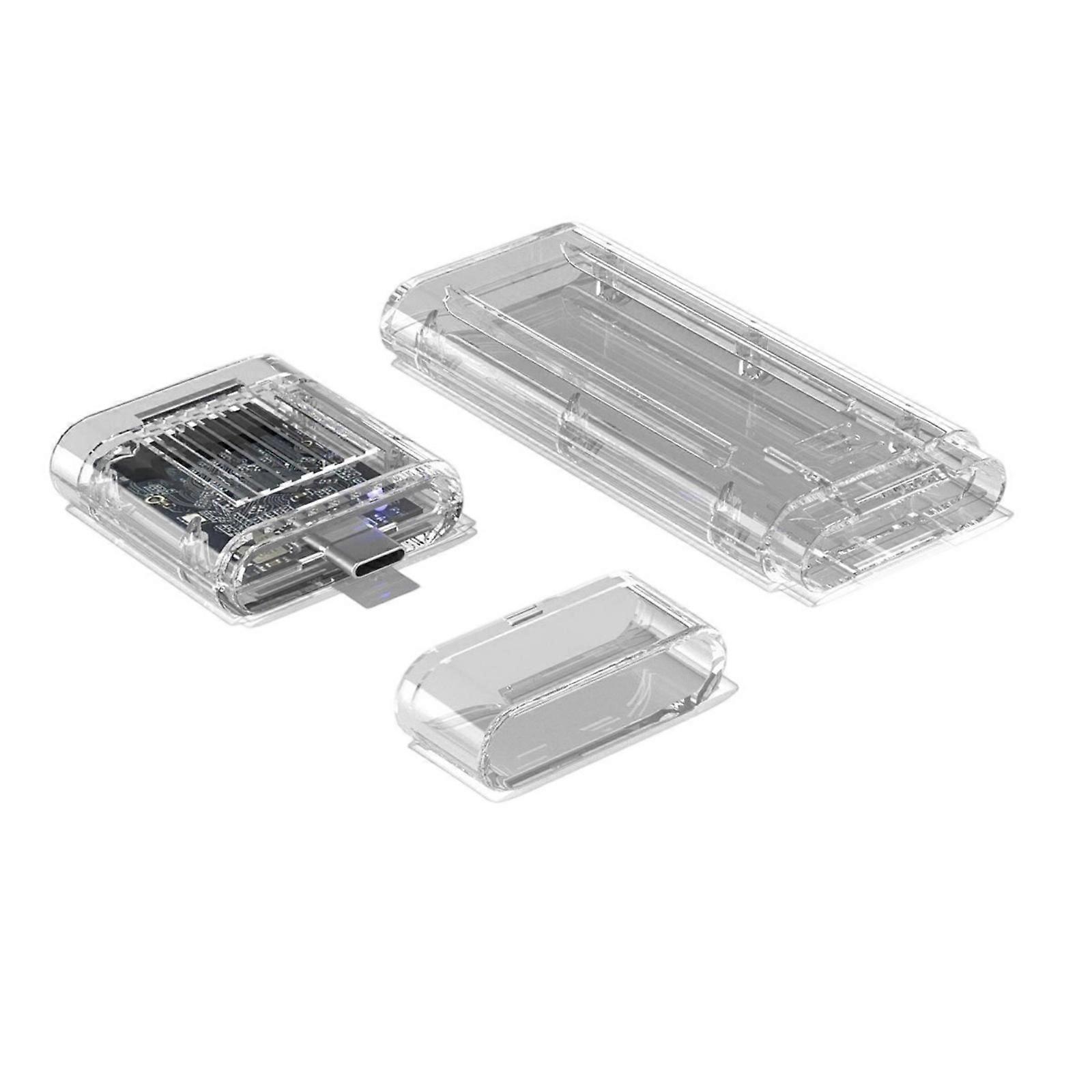 Multiple Protocol M.2 Hard Drive Enclosure Featuring Direct Plugs Structure and Durability ABS Protective Shell  Transparent