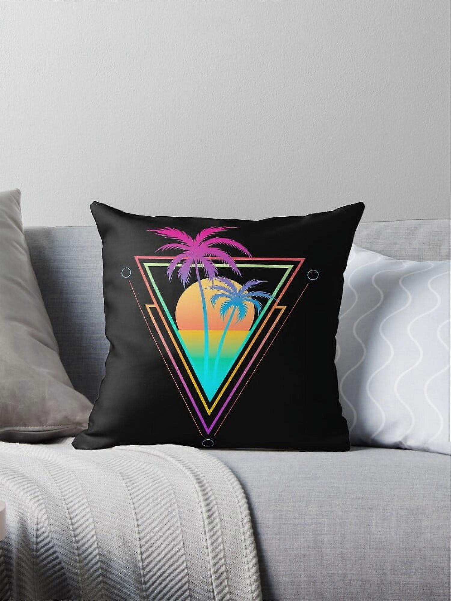 A NEW Palm Tree Retro 80s Sunset Beach Pillow Covers