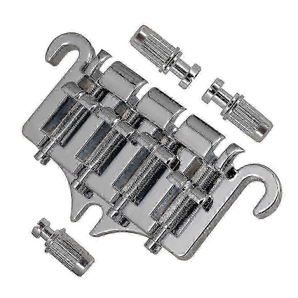 3 Point 4 String Bass Bridge Tailpiece Mostki ze stopu, srebro