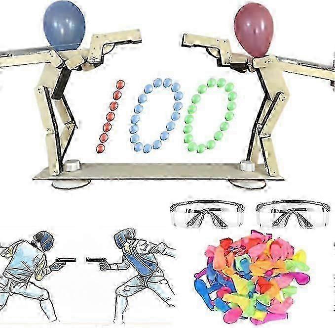 Headshot WoodBots - Handmade Wooden Balloon Battle Game, 2-Player Strategy Board Game, Bamboo Puppet Shooting Fun for Parties (2025 New)t