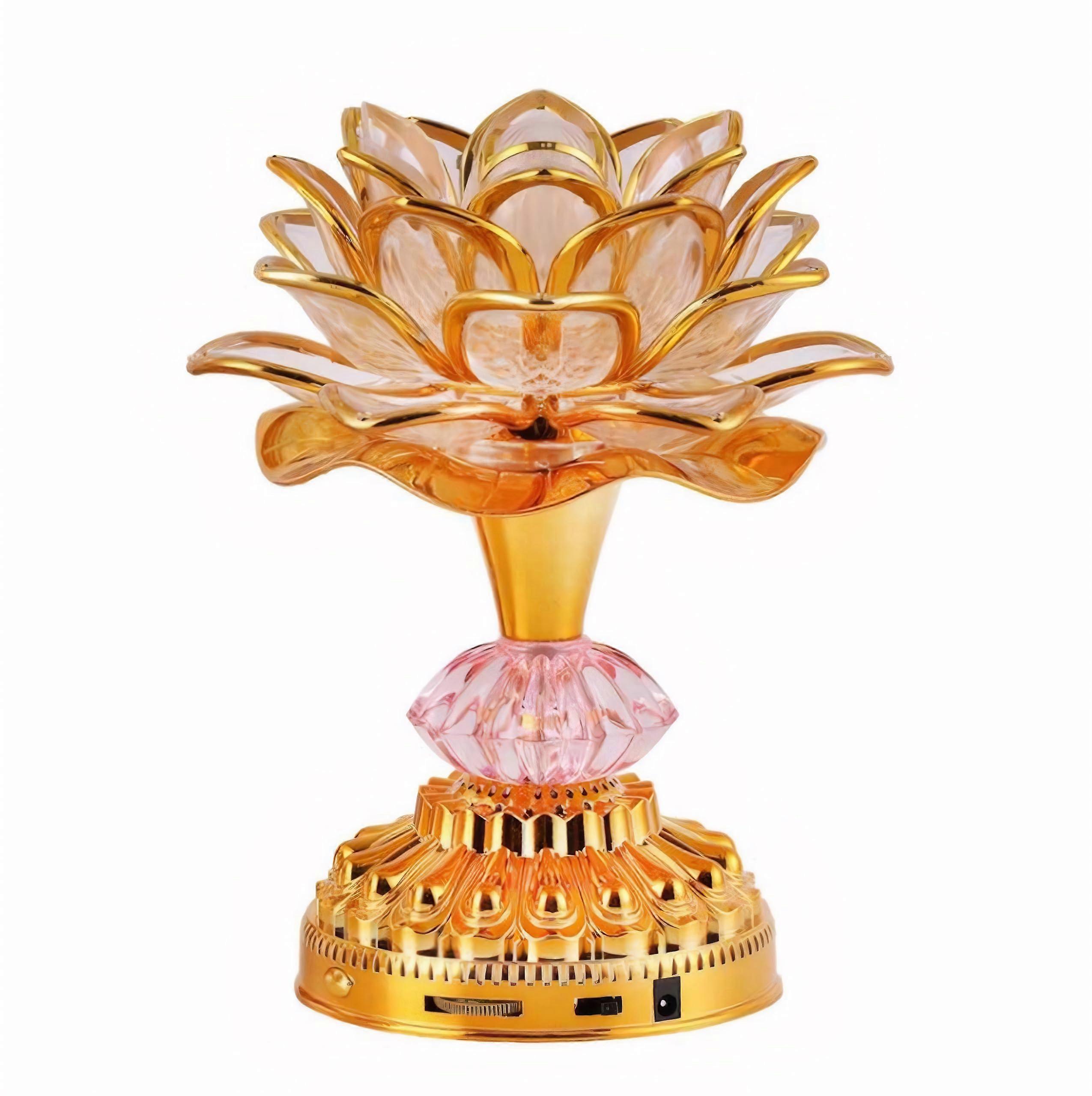 Buddhist Lotus LED Lamp with 7 Colors and Builtin Chant Songs for Meditation  Gold