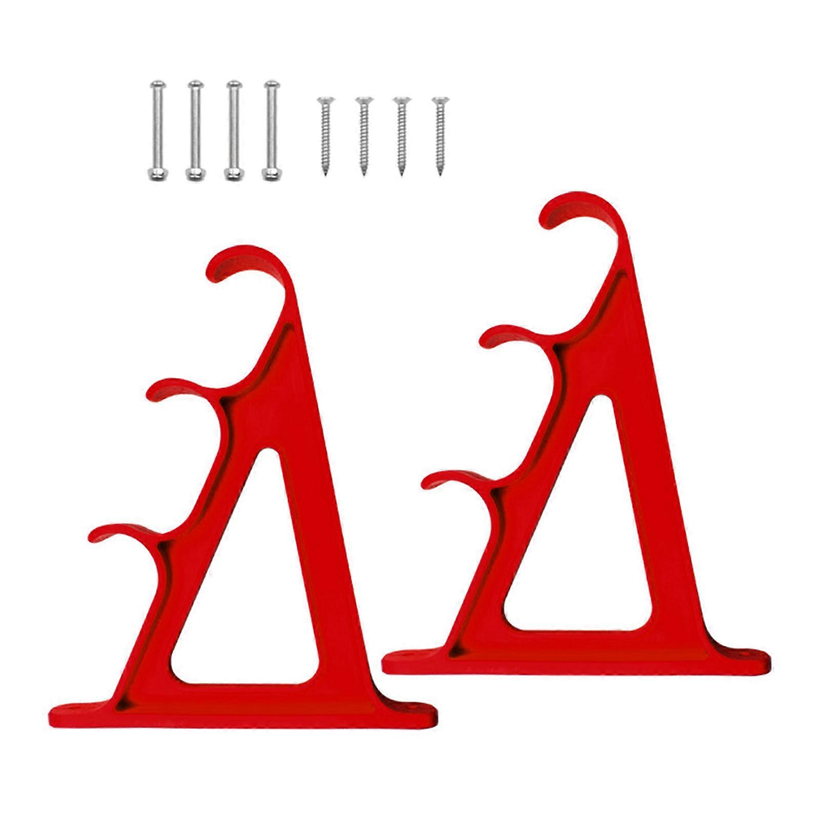 מתלה חכה אופקי 3-מוט דיג מחזיק מוט קיר רכוב חכה מתלים תצוגה בקלות להתקנה אדום