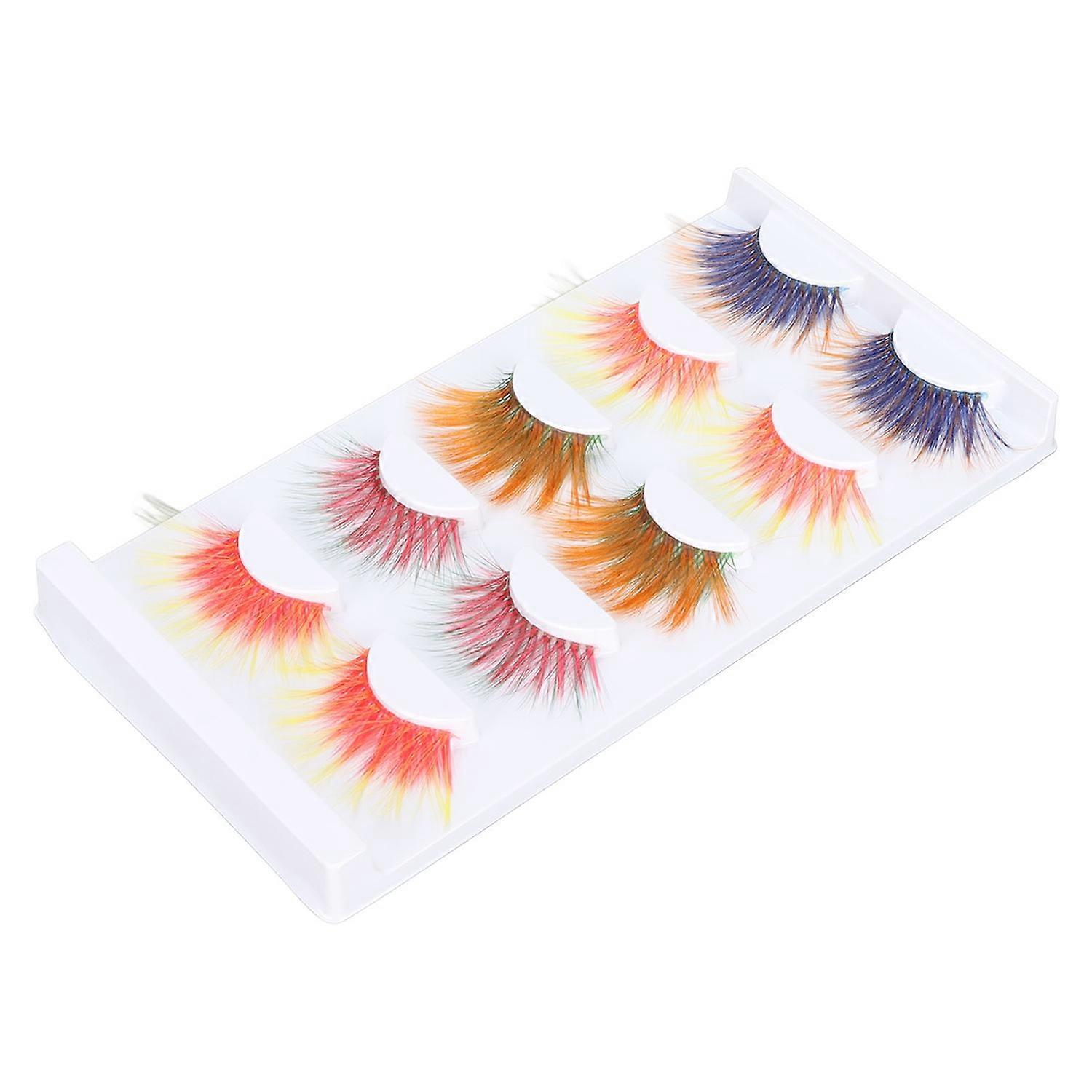 5 Pairs Colorful Eyelashes 6D Gradient Long Curled Soft Colored False Eye Lashes for Halloween Chris