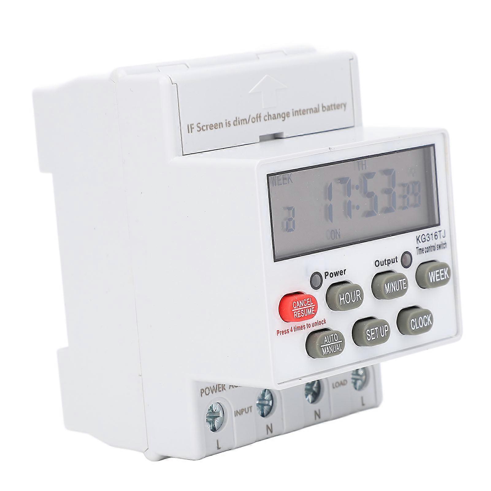 220V 30A Programmable Digital Timer Switch, 1 Min - 168 Hrs